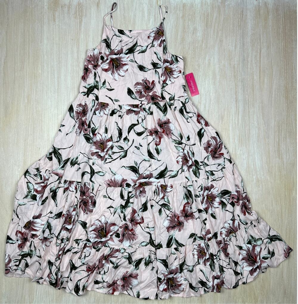 NWT Xhilaration Pink Floral Print Strappy Boho Summer Dress Midi Dress Medium